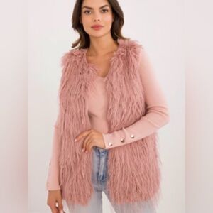 Pink Faux Fur Vest size L